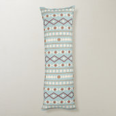 Aztec Shapes LG V Pattern Rusts Cream Blauwgroen-B Lichaamskussen (Achterkant (Verticaal))