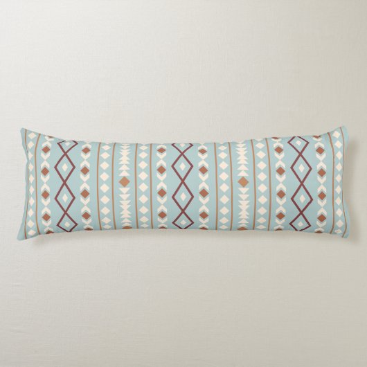 Aztec Shapes LG V Pattern Rusts Cream Blauwgroen-B Lichaamskussen (Voorkant)