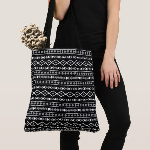 Aztec Shapes Patroon Grijs Wit Zwart Draagtas