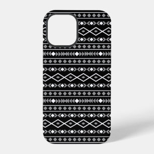 Aztec Shapes Patroon Grijs Wit Zwart iPhone 12 Pro Hoesje