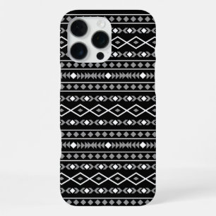 Aztec Shapes Patroon Grijs Wit Zwart iPhone 16 Pro Max Hoesje