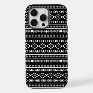 Aztec Shapes Patroon Grijs Wit Zwart iPhone 15 Pro Max Hoesje