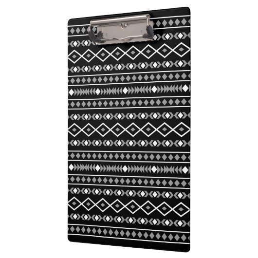 Aztec Shapes Patroon Grijs Wit Zwart Klembord (Links)