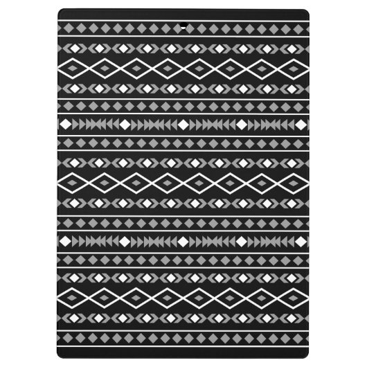 Aztec Shapes Patroon Grijs Wit Zwart Klembord (Achterkant)