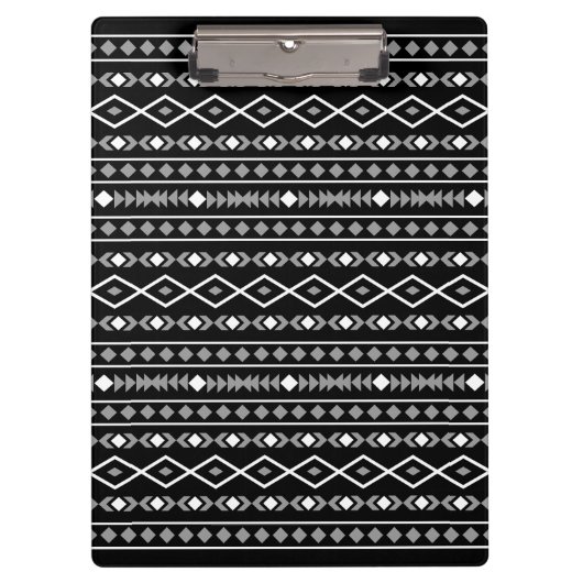 Aztec Shapes Patroon Grijs Wit Zwart Klembord (Voorkant)