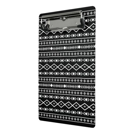 Aztec Shapes Patroon Grijs Wit Zwart Mini Klembord (Angled2)