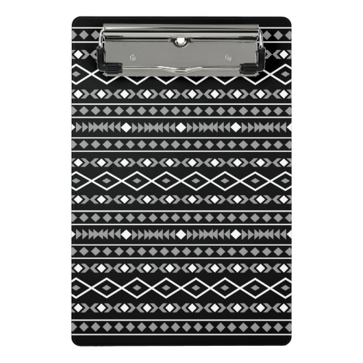 Aztec Shapes Patroon Grijs Wit Zwart Mini Klembord (Voorkant)