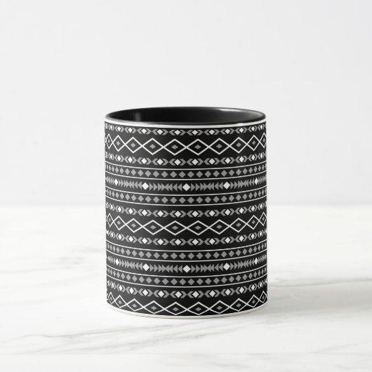 Aztec Shapes Patroon Grijs Wit Zwart Mok (Midden)