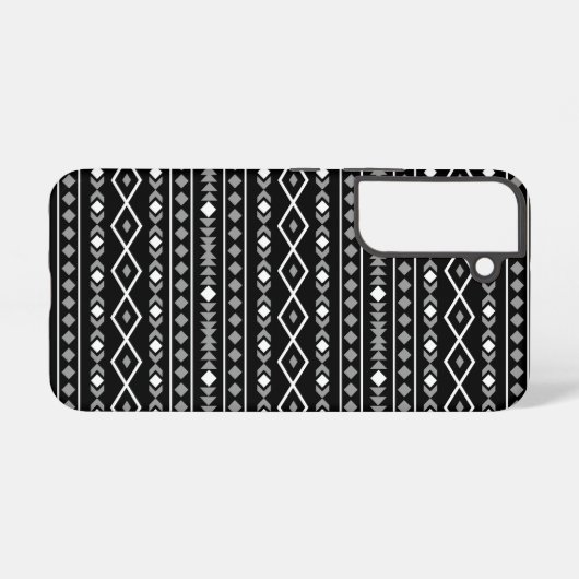 Aztec Shapes Patroon Grijs Wit Zwart Samsung Galaxy Hoesje (Achterkant horizontaal)