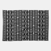 Aztec Shapes Patroon Grijs Wit Zwart Theedoek (Horizontaal)