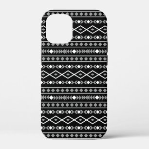 Aztec Shapes Patroon Wit Grijs Zwart iPhone 12 Mini Hoesje