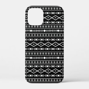 Aztec Shapes Patroon Wit Grijs Zwart iPhone 12 Mini Hoesje