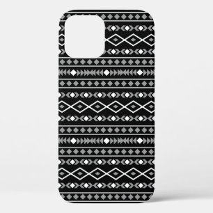 Aztec Shapes Patroon Wit Grijs Zwart iPhone 12 Pro Hoesje