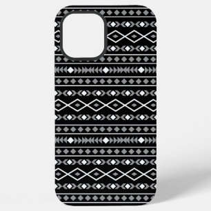 Aztec Shapes Patroon Wit Grijs Zwart iPhone 12 Pro Max Hoesje