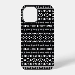 Aztec Shapes Patroon Wit Grijs Zwart iPhone 12 Pro Hoesje