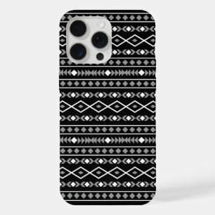 Aztec Shapes Patroon Wit Grijs Zwart iPhone 15 Pro Max Hoesje