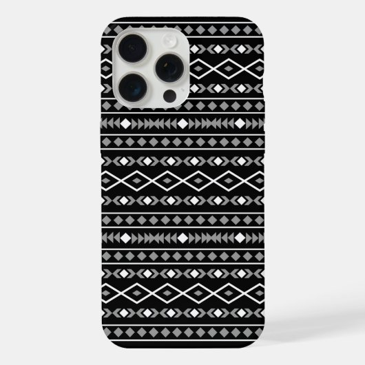 Aztec Shapes Patroon Wit Grijs Zwart iPhone Hoesje (Achterkant)