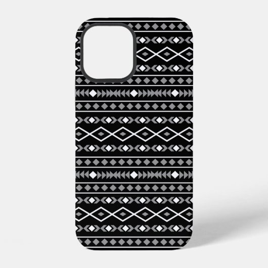 Aztec Shapes Patroon Wit Grijs Zwart iPhone Hoesje (Achterkant)