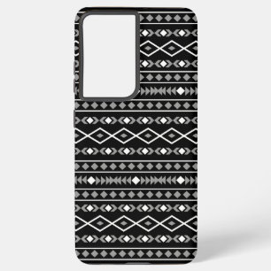 Aztec Shapes Patroon Wit Grijs Zwart Samsung Galaxy Hoesje