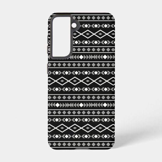 Aztec Shapes Patroon Wit Grijs Zwart Samsung Galaxy Hoesje (Achterkant)
