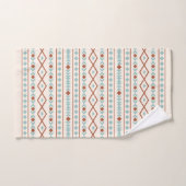 Aztec Shapes Pattern Rust Blauwgroen Cream Bad Handdoek (Handdoek)