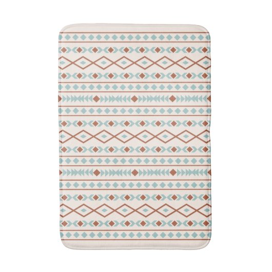 Aztec Shapes Pattern Rust Blauwgroen Cream Badmat (Voorkant Verticaal)