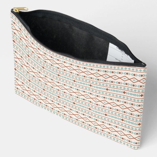 Aztec Shapes Pattern Rust Blauwgroen Cream Etui (Open)