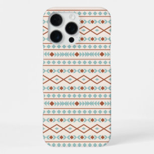 Aztec Shapes Pattern Rust Blauwgroen Cream iPhone 16 Pro Max Hoesje