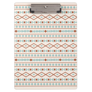Aztec Shapes Pattern Rust Blauwgroen Cream Klembord