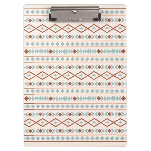 Aztec Shapes Pattern Rust Blauwgroen Cream Klembord (Voorkant)
