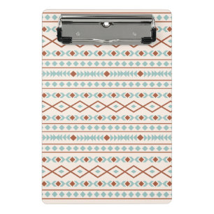 Aztec Shapes Pattern Rust Blauwgroen Cream Mini Klembord