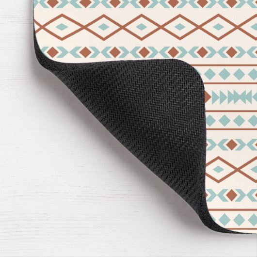 Aztec Shapes Pattern Rust Blauwgroen Cream Muismat (Hoek)