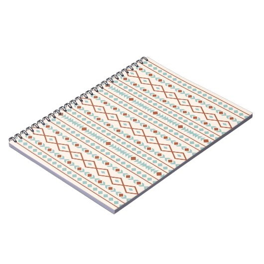 Aztec Shapes Pattern Rust Blauwgroen Cream Notitieboek (Linkerzijde)