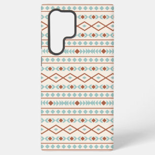 Aztec Shapes Pattern Rust Blauwgroen Cream Samsung Galaxy Hoesje