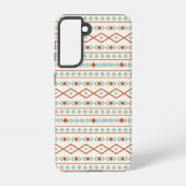 Aztec Shapes Pattern Rust Blauwgroen Cream Samsung Galaxy Hoesje (Achterkant)
