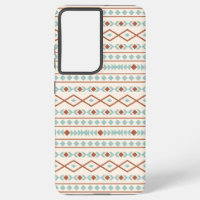 Aztec Shapes Pattern Rust Blauwgroen Cream
