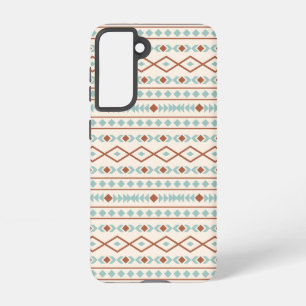 Aztec Shapes Pattern Rust Blauwgroen Cream Samsung Galaxy Hoesje