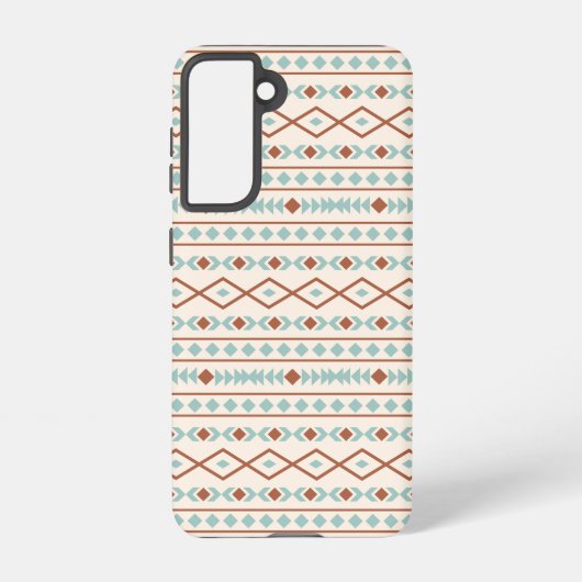 Aztec Shapes Pattern Rust Blauwgroen Cream Samsung Galaxy Hoesje (Achterkant)
