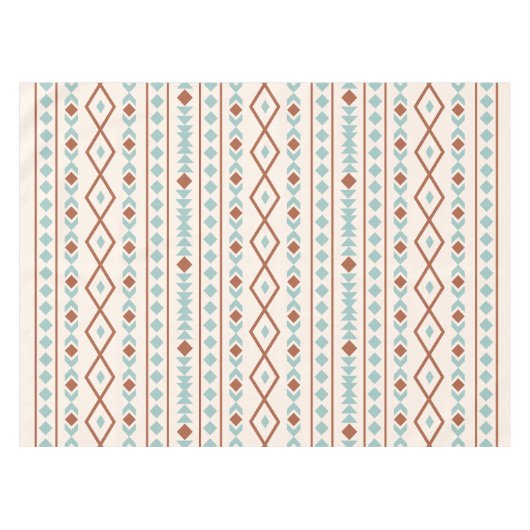 Aztec Shapes Pattern Rust Blauwgroen Cream Tafelkleed (Voorkant (Horizontaal))