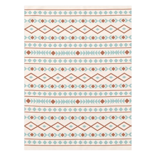 Aztec Shapes Pattern Rust Blauwgroen Cream Tafelkleed (Voorkant)