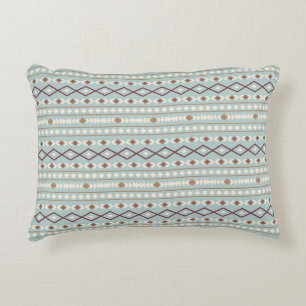 Aztec Shapes Pattern Rusts Cream Blauwgroen-Blue Accent Kussen