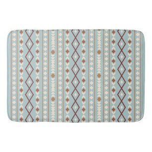 Aztec Shapes Pattern Rusts Cream Blauwgroen-Blue Badmat