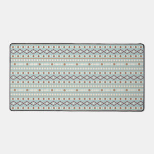 Aztec Shapes Pattern Rusts Cream Blauwgroen-Blue Bureaumat