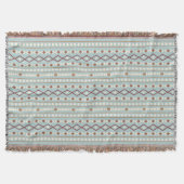 Aztec Shapes Pattern Rusts Cream Blauwgroen-Blue Deken (Voorkant)