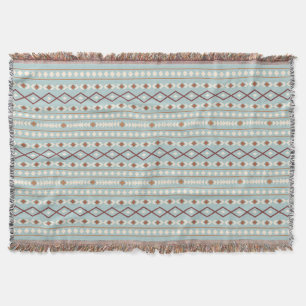 Aztec Shapes Pattern Rusts Cream Blauwgroen-Blue Deken
