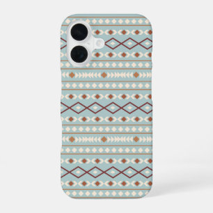Aztec Shapes Pattern Rusts Cream Blauwgroen-Blue iPhone 16 Hoesje