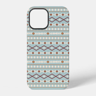 Aztec Shapes Pattern Rusts Cream Blauwgroen-Blue iPhone 12 Hoesje