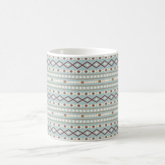 Aztec Shapes Pattern Rusts Cream Blauwgroen-Blue Koffiemok (Center)