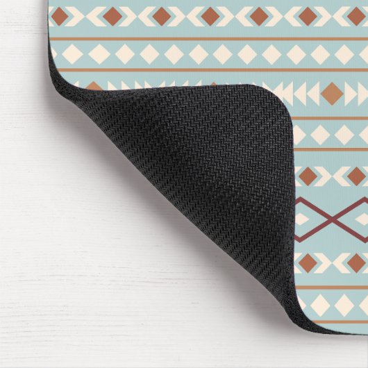 Aztec Shapes Pattern Rusts Cream Blauwgroen-Blue Muismat (Hoek)
