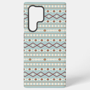 Aztec Shapes Pattern Rusts Cream Blauwgroen-Blue Samsung Galaxy Hoesje